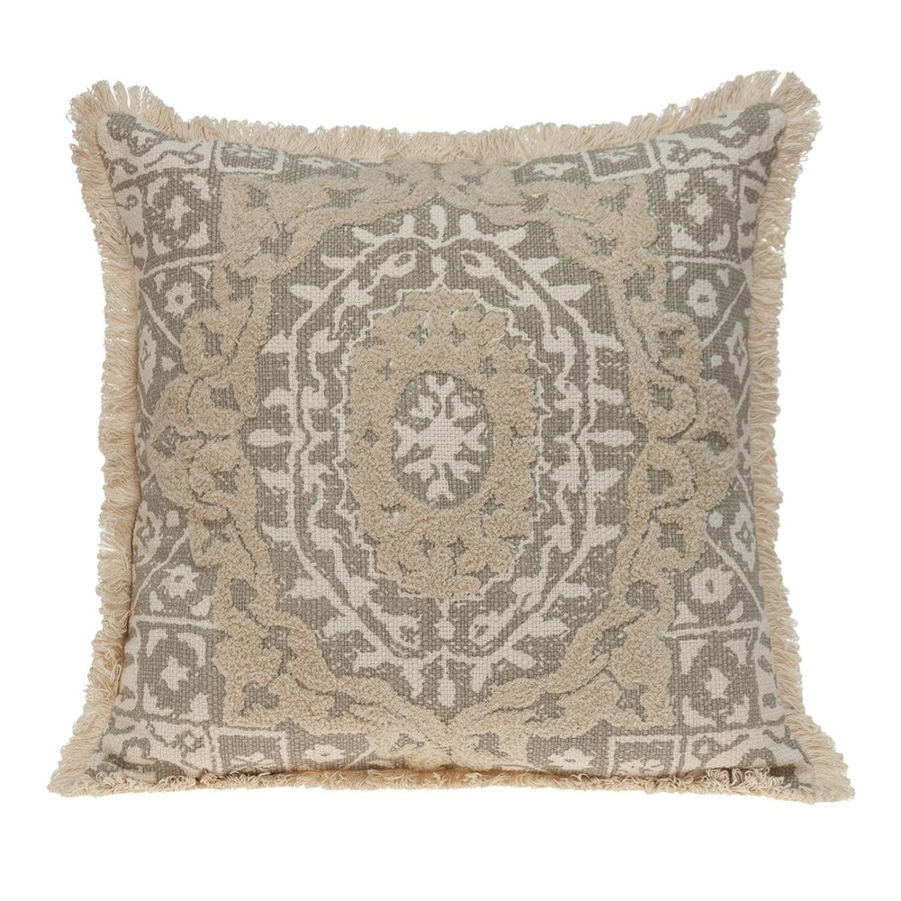 Boho Garland Beige and Khaki Decorative Accent Pillow - Homeroots