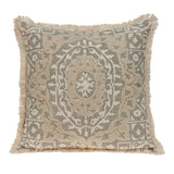 Boho Garland Beige and Khaki Decorative Accent Pillow - Homeroots