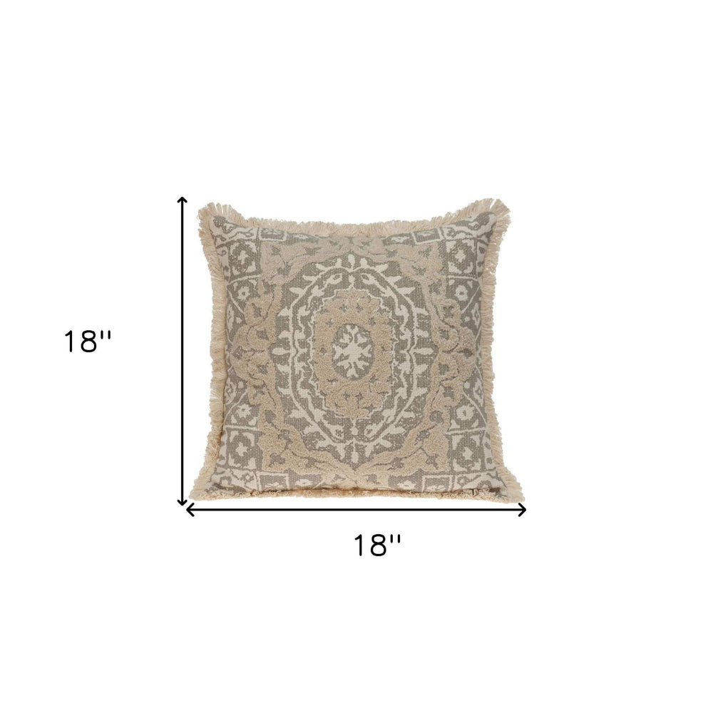 Boho Garland Beige and Khaki Decorative Accent Pillow - Homeroots - Flyclothing LLC