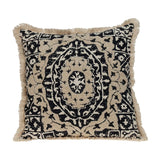 Boho Garland Beige and Black Decorative Accent Pillow - Homeroots