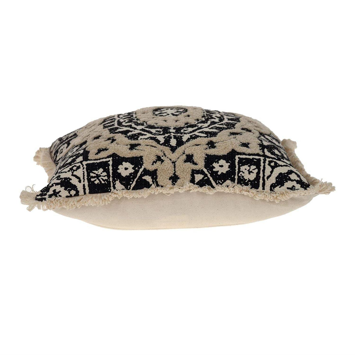 Boho Garland Beige and Black Decorative Accent Pillow - Homeroots - Flyclothing LLC