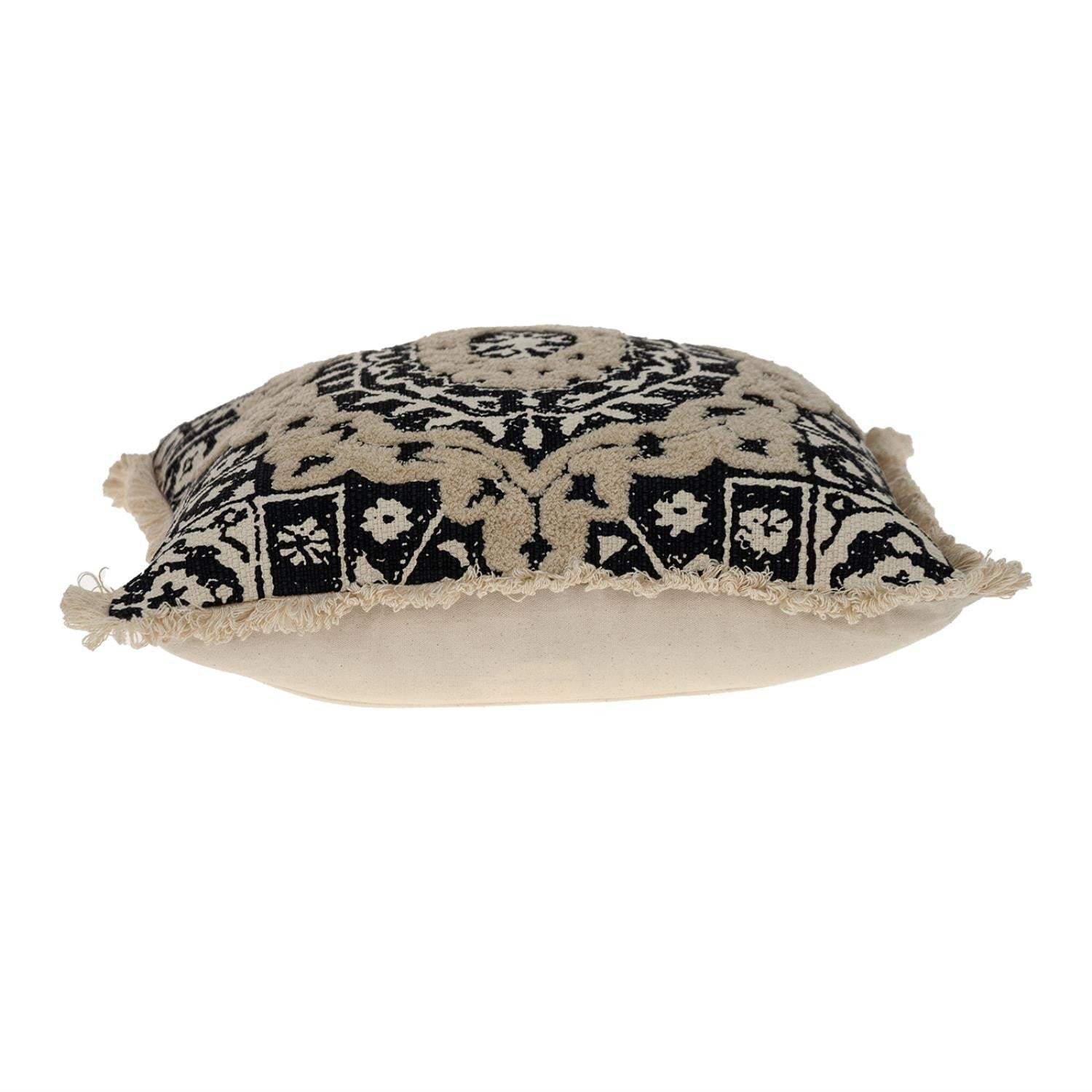 Boho Garland Beige and Black Decorative Accent Pillow - Homeroots - Flyclothing LLC