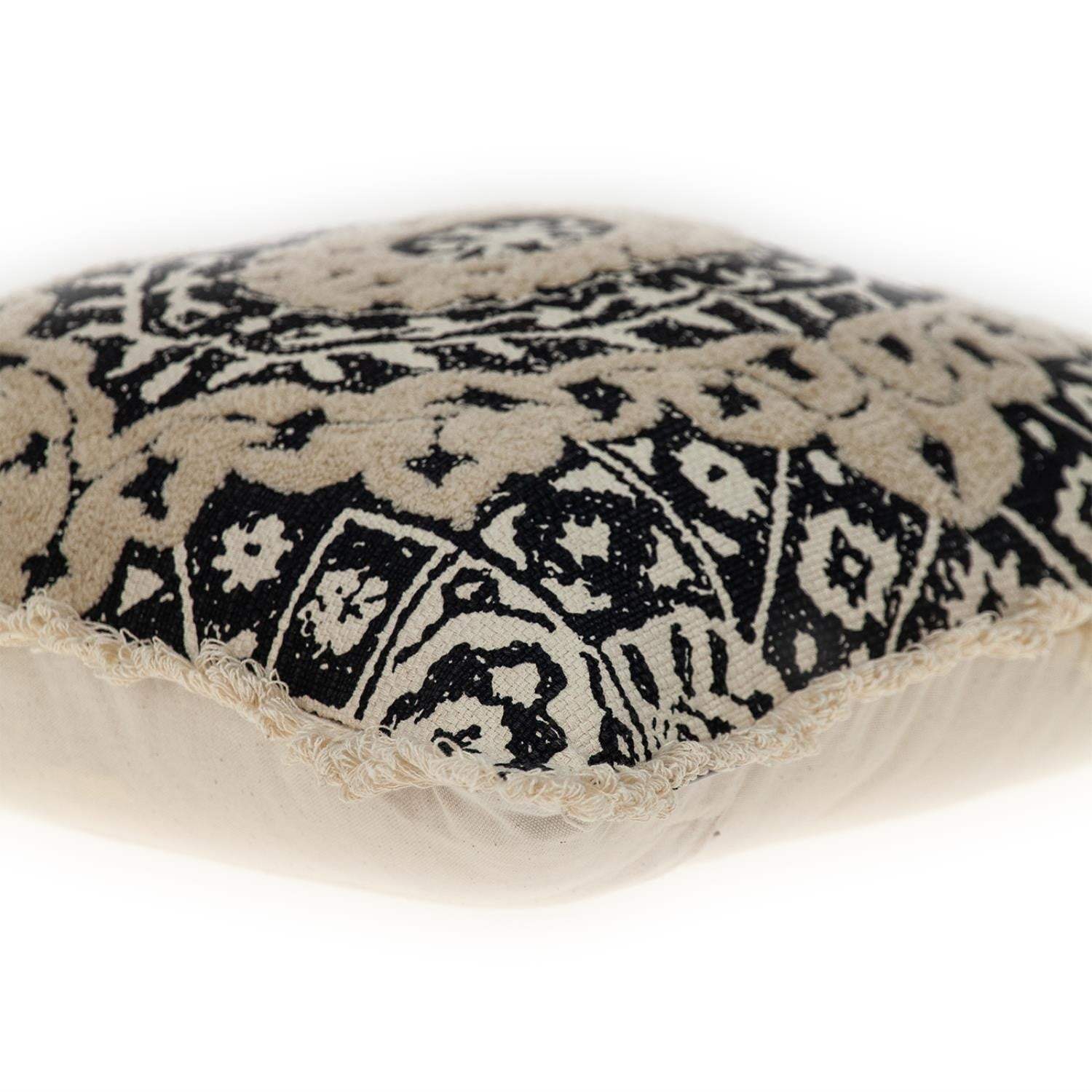 Boho Garland Beige and Black Decorative Accent Pillow - Homeroots - Flyclothing LLC