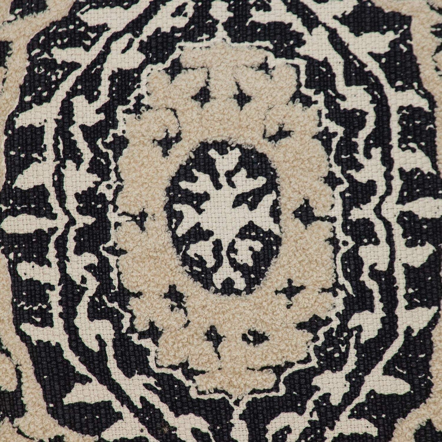 Boho Garland Beige and Black Decorative Accent Pillow - Homeroots - Flyclothing LLC