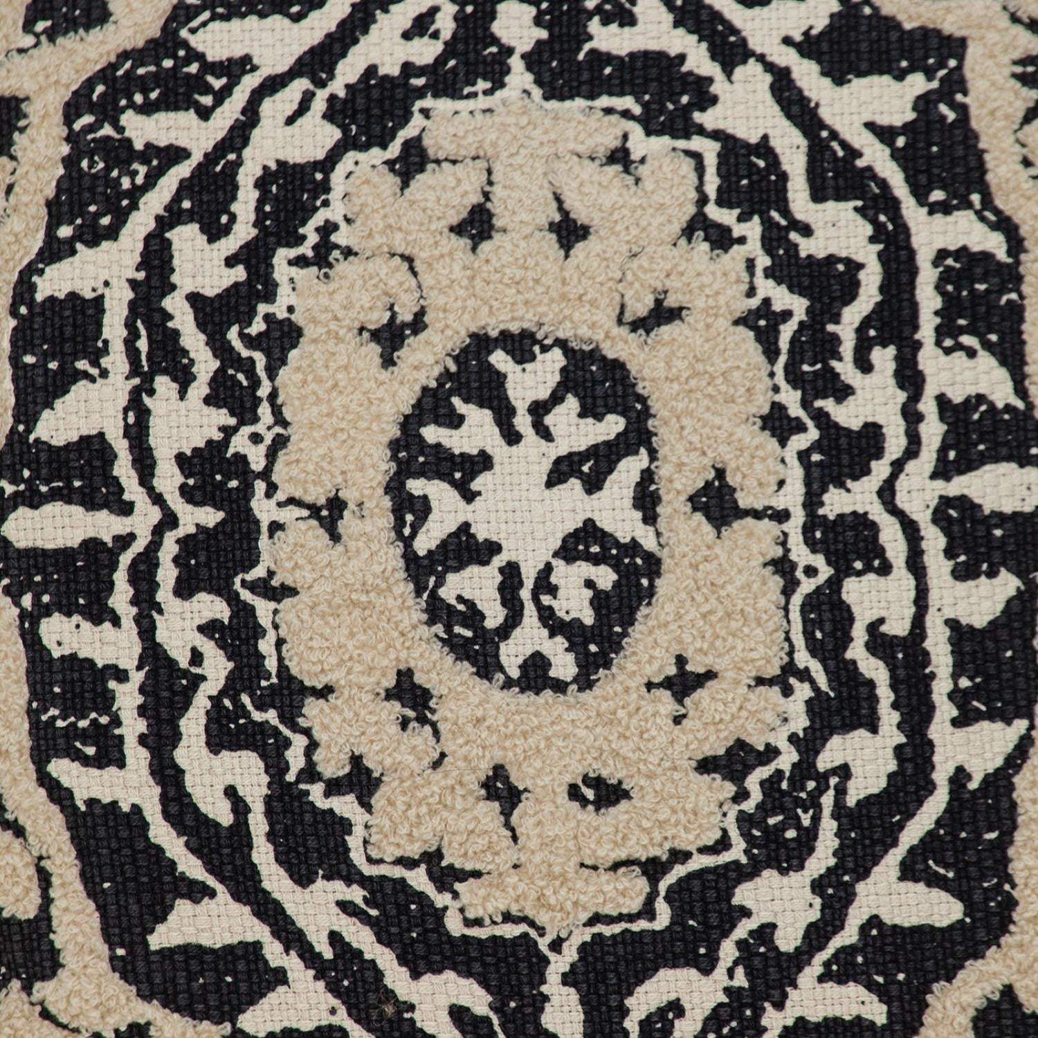 Boho Garland Beige and Black Decorative Accent Pillow - Homeroots - Flyclothing LLC