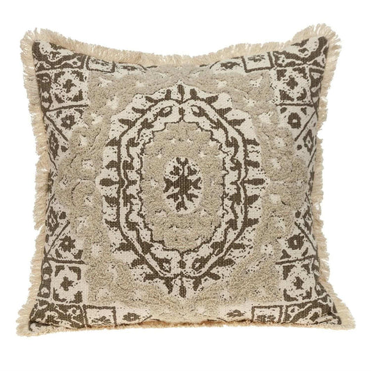 Boho Garland Beige and Brown Decorative Accent Pillow - Homeroots - Flyclothing LLC
