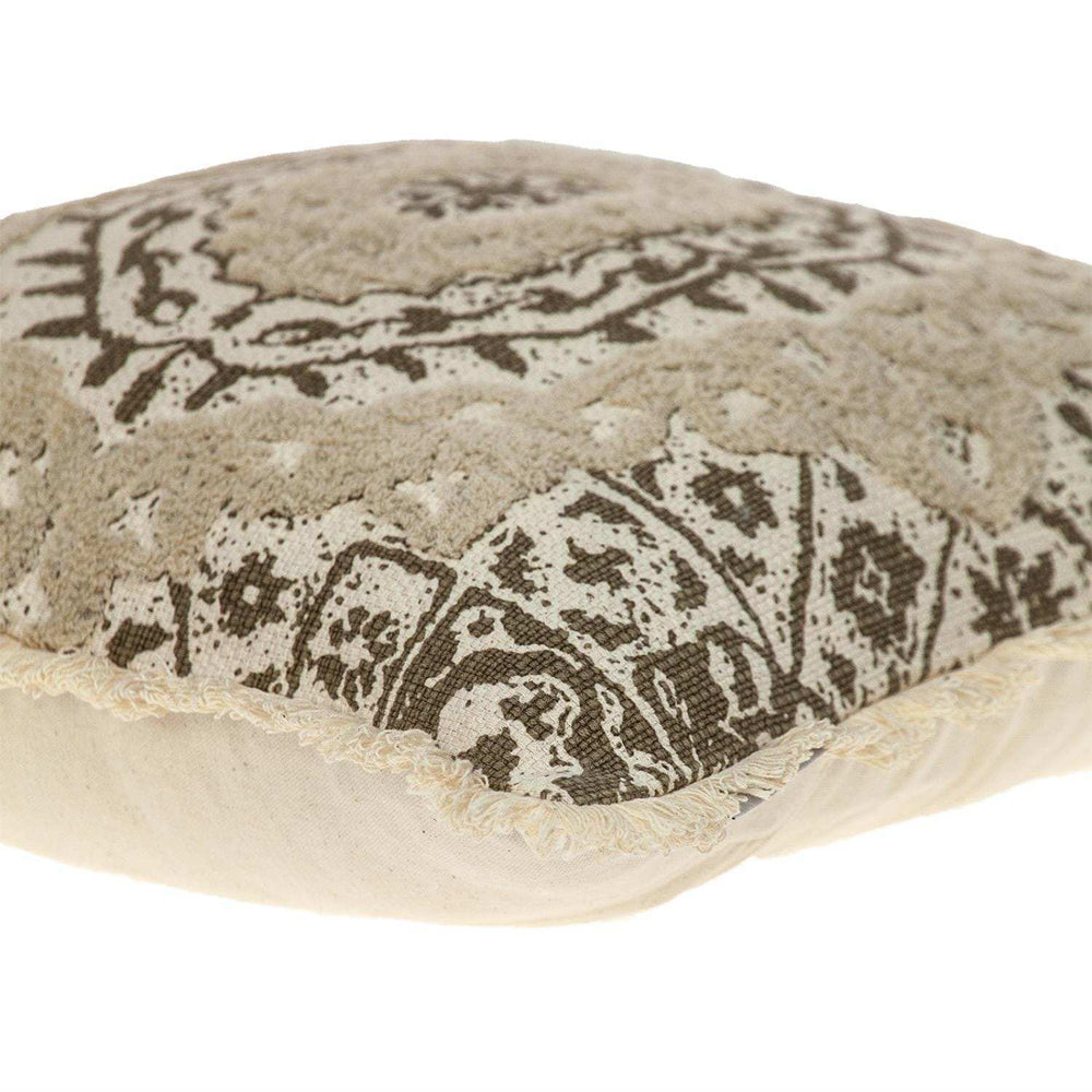 Boho Garland Beige and Brown Decorative Accent Pillow - Homeroots - Flyclothing LLC