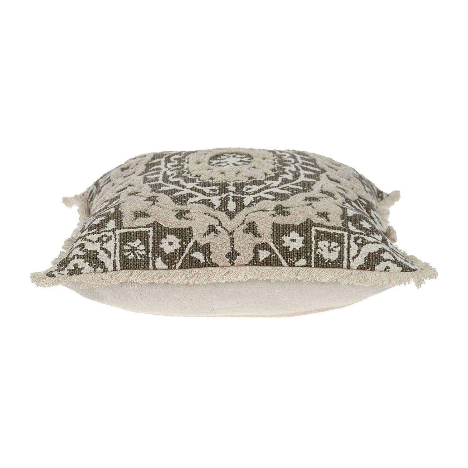 Boho Garland Beige and Dark Brown Decorative Accent Pillow - Homeroots - Flyclothing LLC