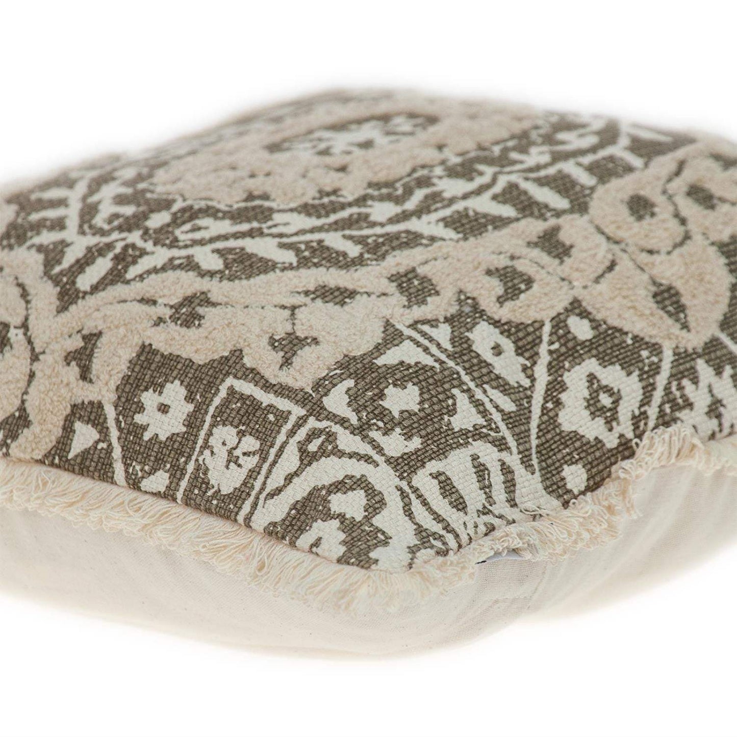 Boho Garland Beige and Dark Brown Decorative Accent Pillow - Homeroots - Flyclothing LLC