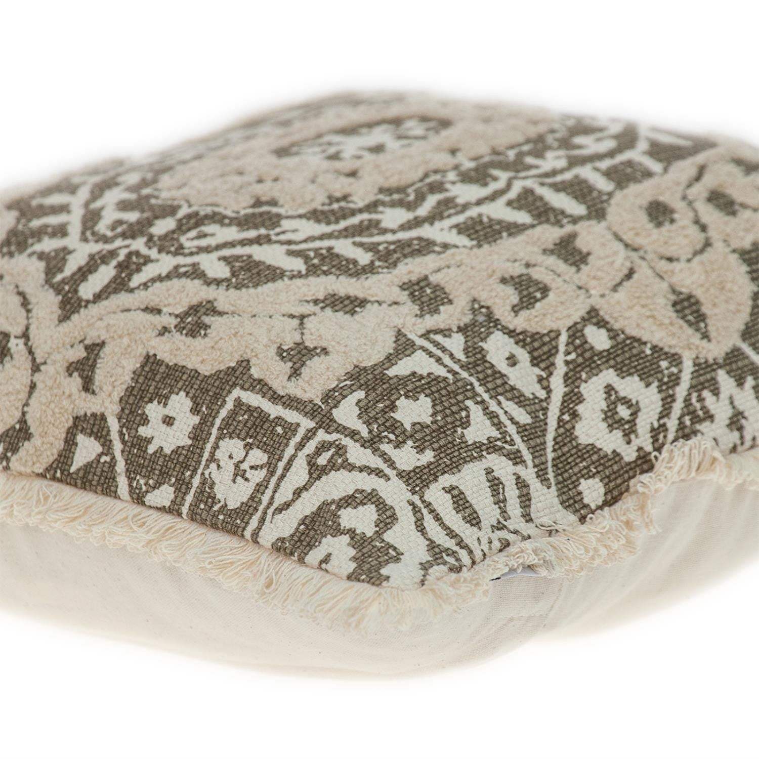 Boho Garland Beige and Dark Brown Decorative Accent Pillow - Homeroots - Flyclothing LLC