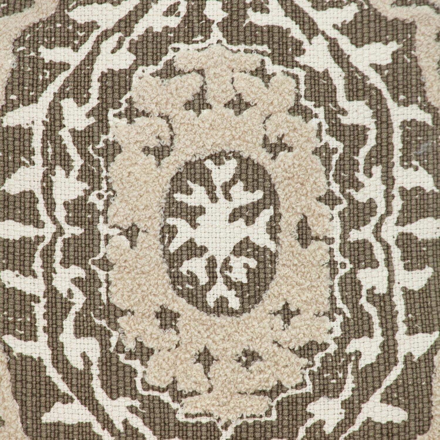 Boho Garland Beige and Dark Brown Decorative Accent Pillow - Homeroots - Flyclothing LLC
