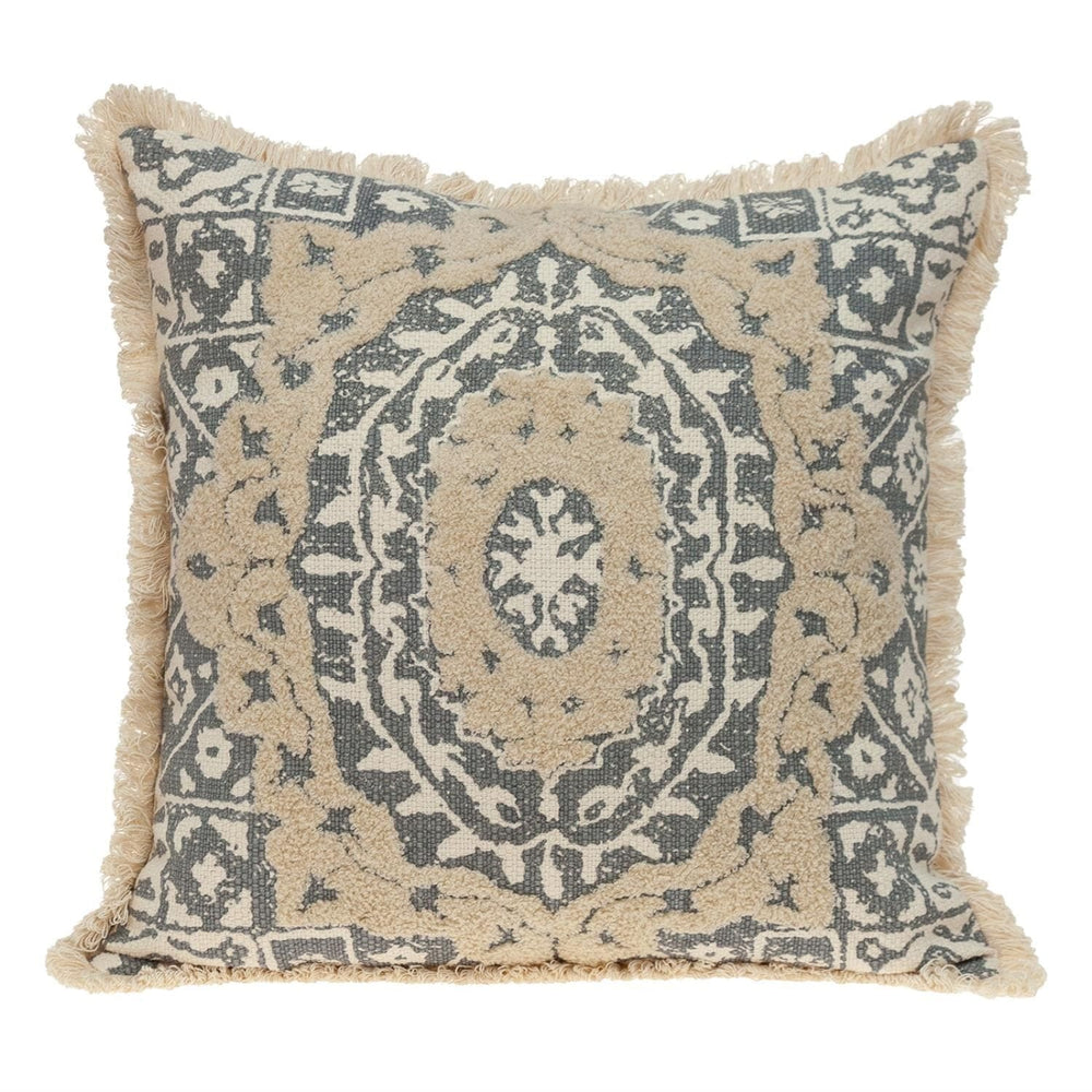 Boho Garland Beige and Gray Decorative Accent Pillow - Homeroots