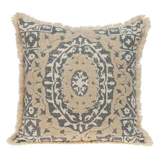 Boho Garland Beige and Gray Decorative Accent Pillow - Homeroots - Flyclothing LLC