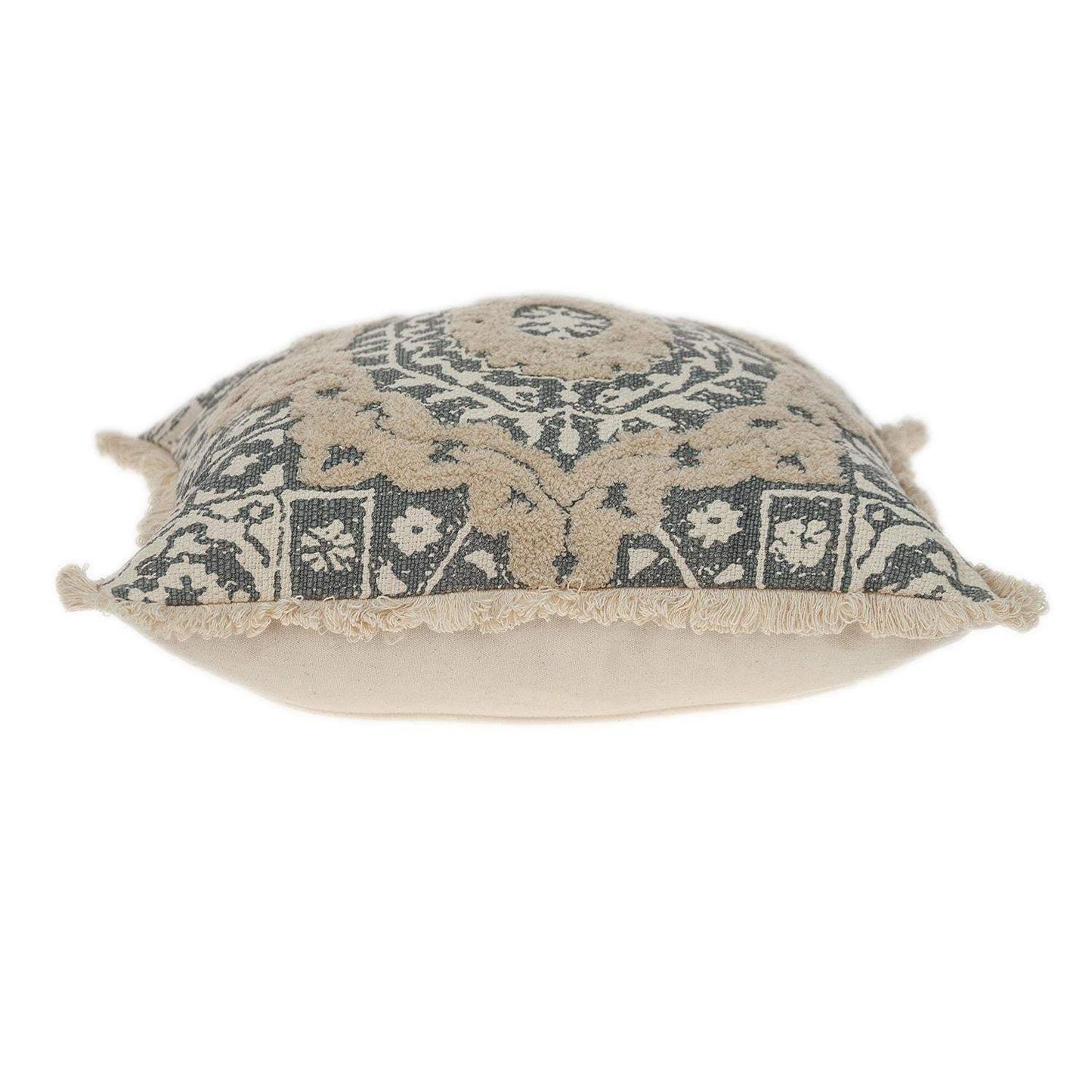 Boho Garland Beige and Gray Decorative Accent Pillow - Homeroots - Flyclothing LLC