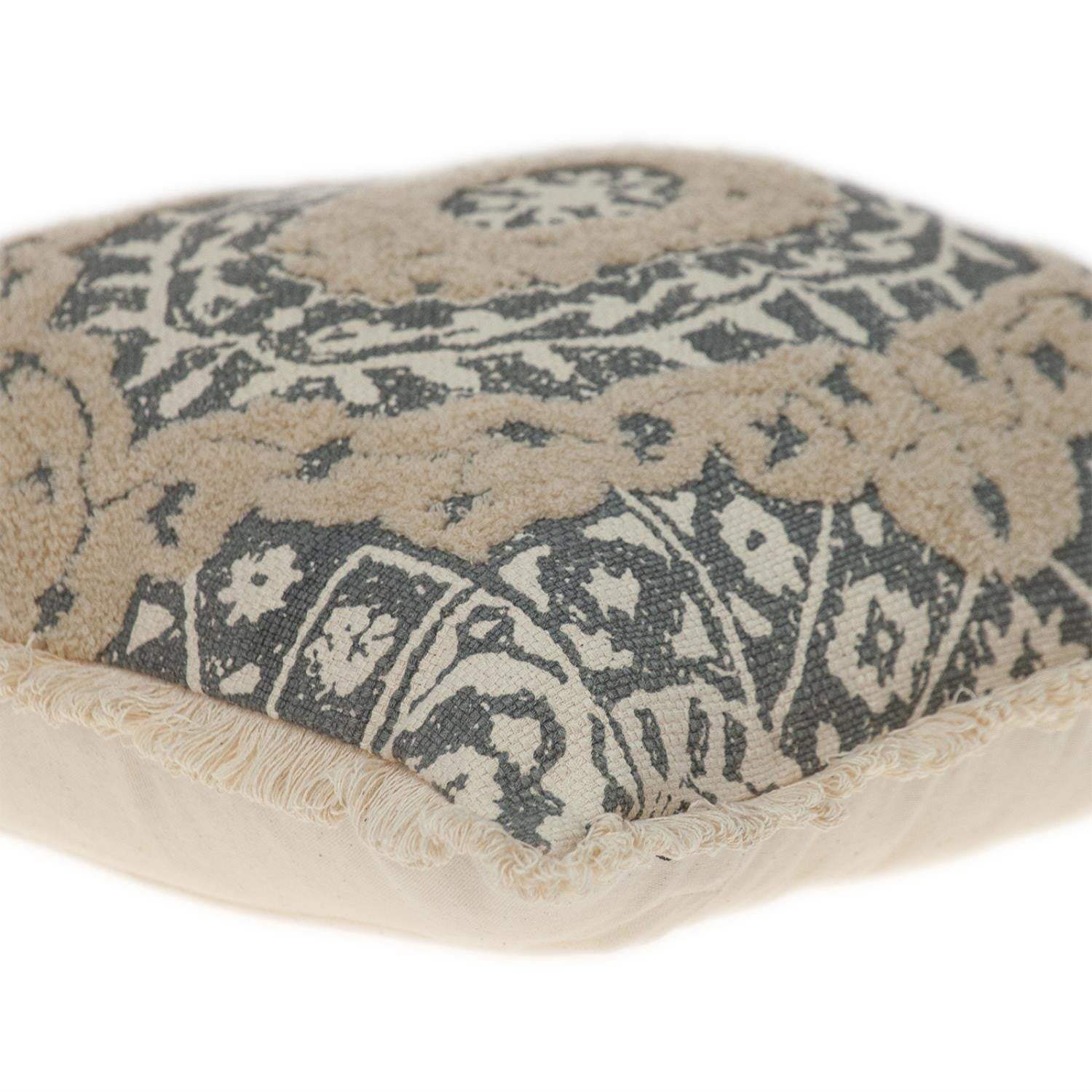Boho Garland Beige and Gray Decorative Accent Pillow - Homeroots - Flyclothing LLC