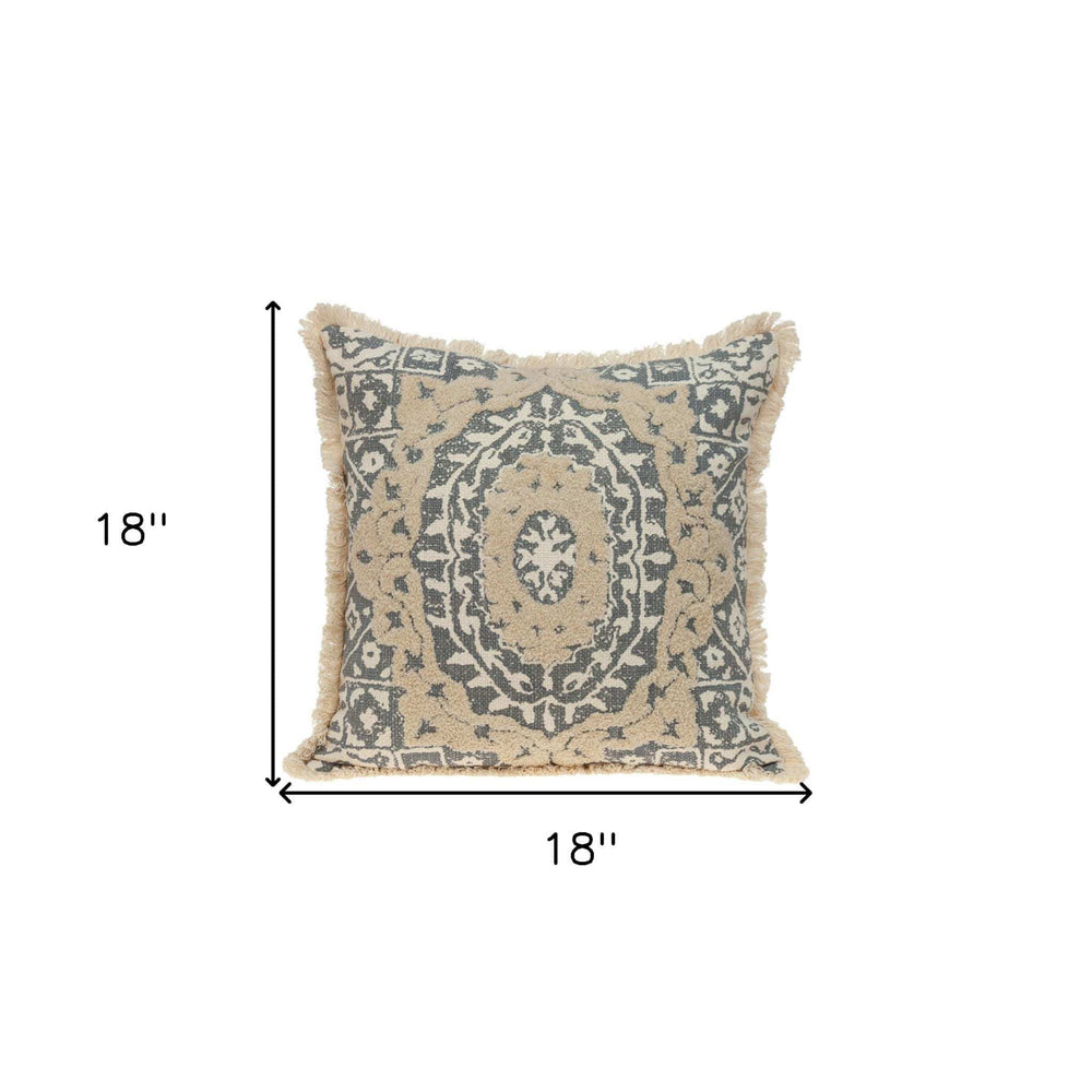 Boho Garland Beige and Gray Decorative Accent Pillow - Homeroots - Flyclothing LLC