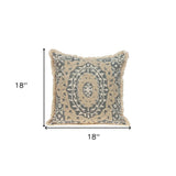 Boho Garland Beige and Gray Decorative Accent Pillow - Homeroots