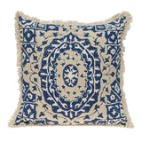 Boho Garland Beige and Navy Blue Decorative Accent Pillow - Homeroots