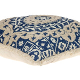 Boho Garland Beige and Navy Blue Decorative Accent Pillow - Homeroots - Flyclothing LLC