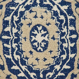 Boho Garland Beige and Navy Blue Decorative Accent Pillow - Homeroots - Flyclothing LLC