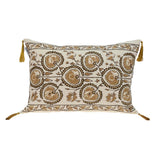 Gold and Bronze Embroidered Decorative Lumbar Pillow - Homeroots