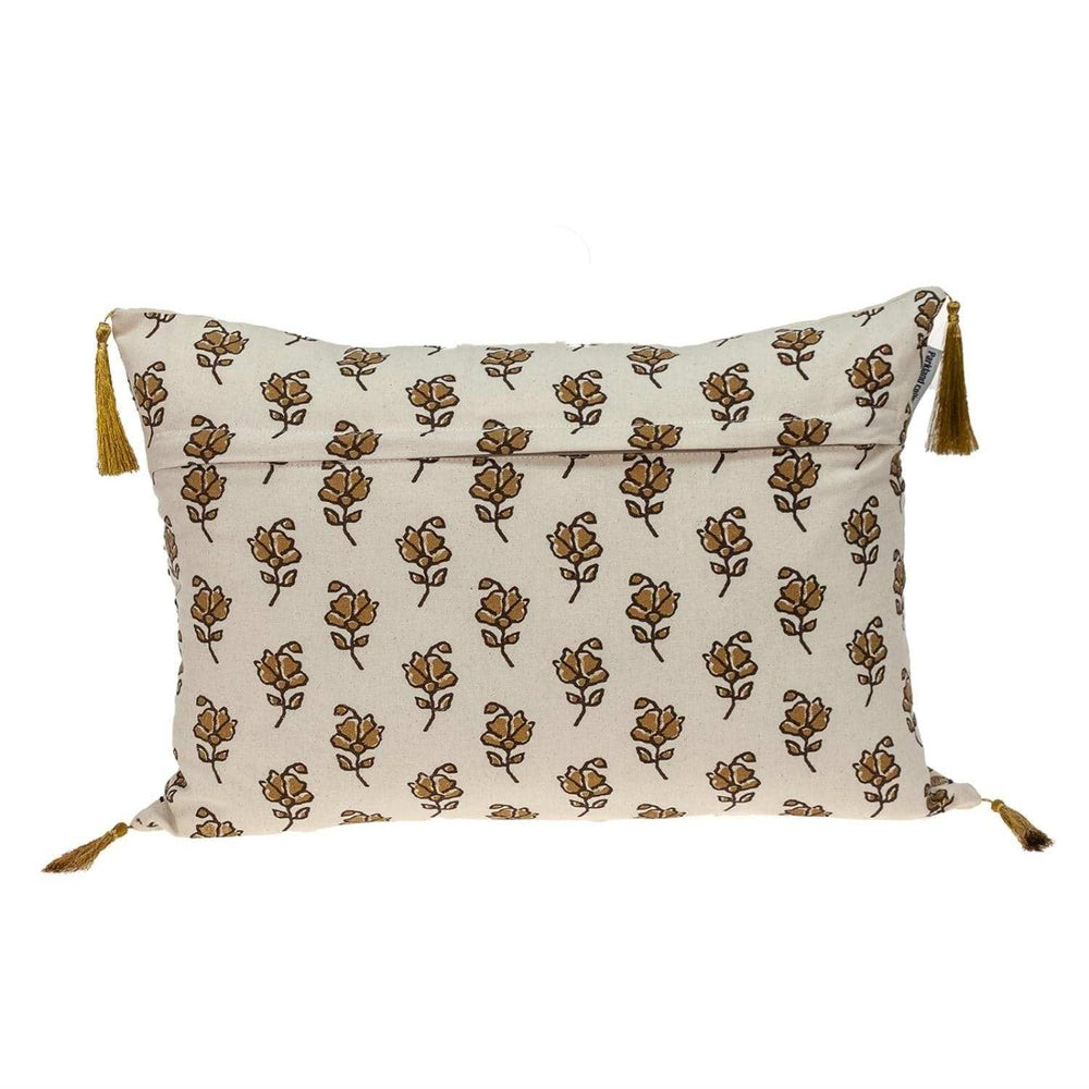 Gold and Bronze Embroidered Decorative Lumbar Pillow - Homeroots - Flyclothing LLC