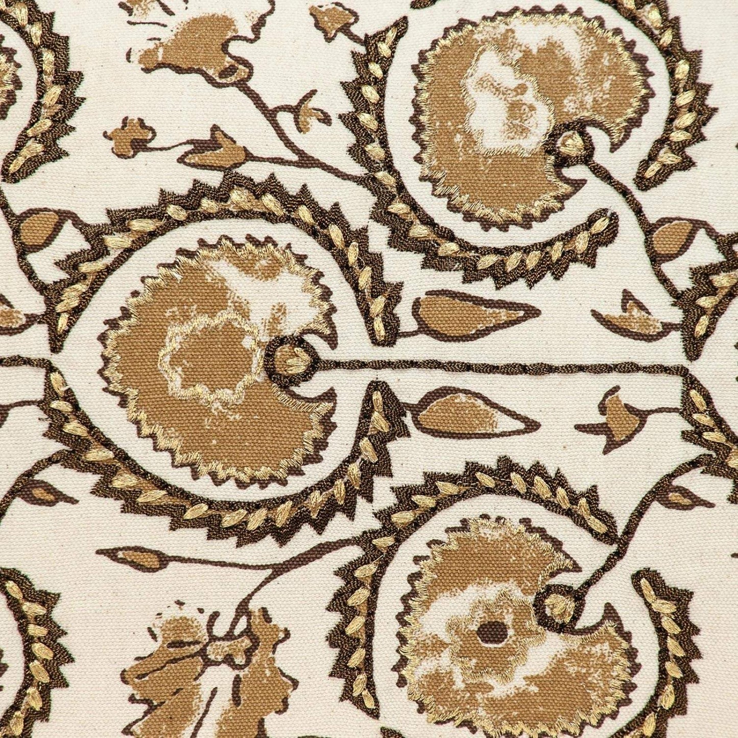 Gold and Bronze Embroidered Decorative Lumbar Pillow - Homeroots - Flyclothing LLC