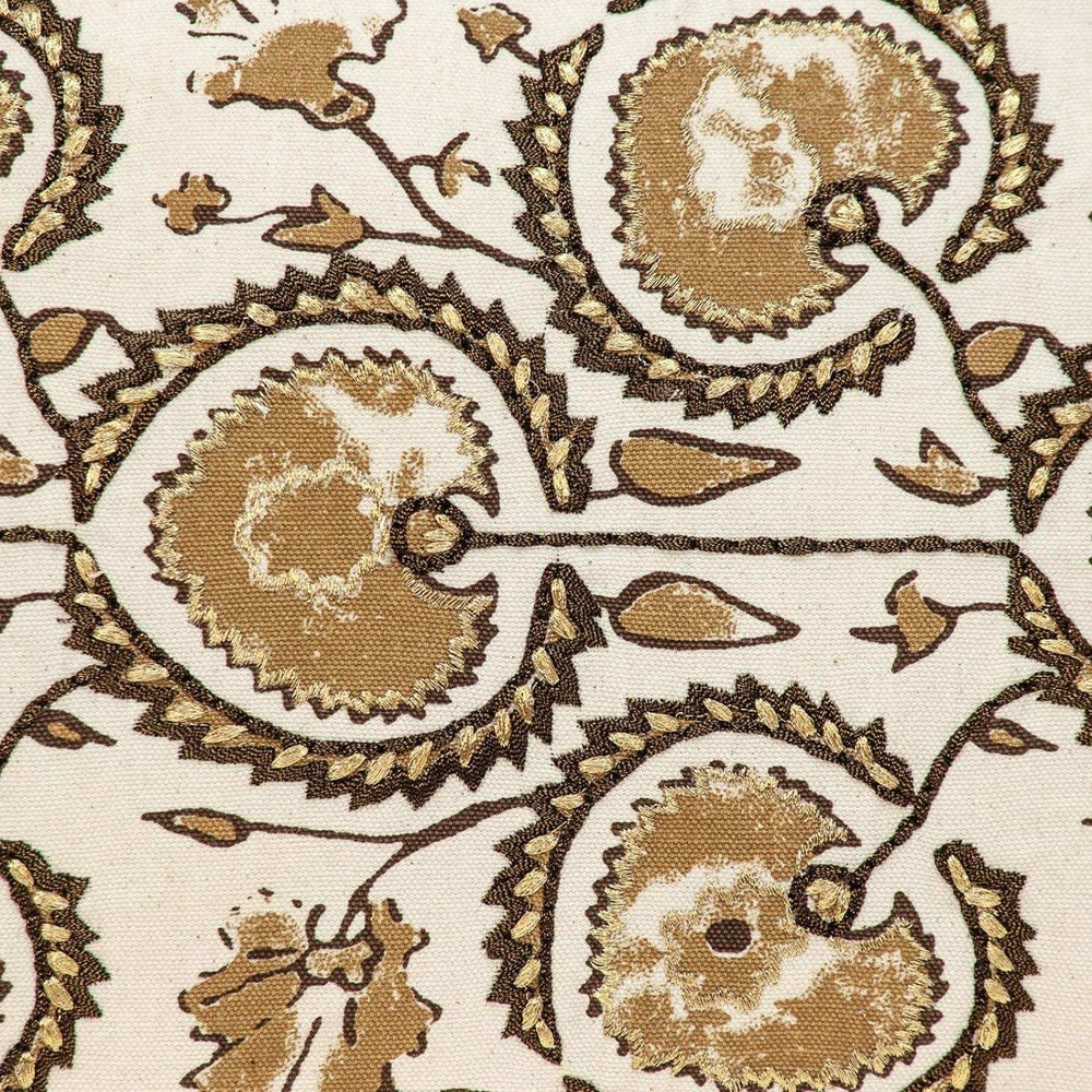 Gold and Bronze Embroidered Decorative Lumbar Pillow - Homeroots - Flyclothing LLC