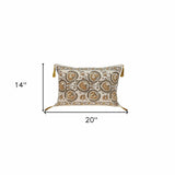 Gold and Bronze Embroidered Decorative Lumbar Pillow - Homeroots - Flyclothing LLC