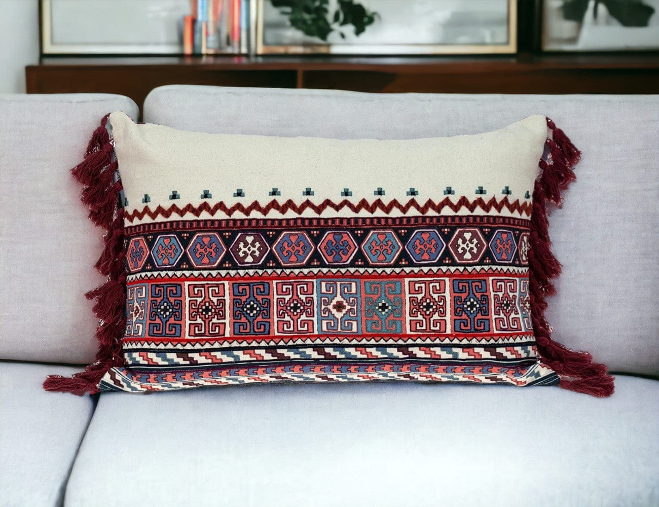 14" X 20" MULTICOLOR Cotton Blend Throw Pillow - Homeroots - Flyclothing LLC