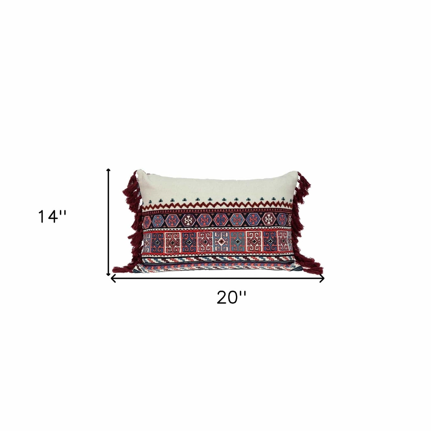 14" X 20" MULTICOLOR Cotton Blend Throw Pillow - Homeroots - Flyclothing LLC