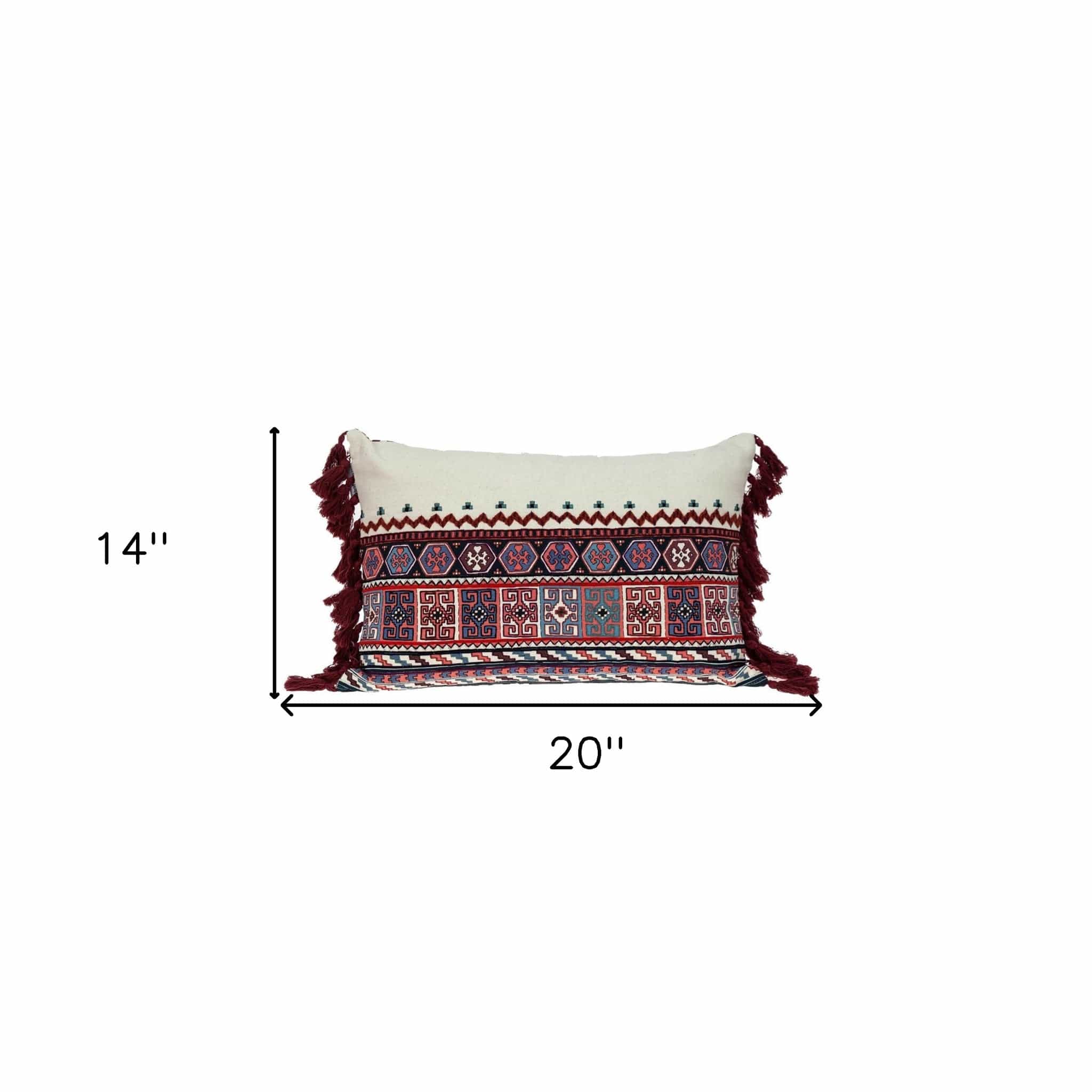 14" X 20" MULTICOLOR Cotton Blend Throw Pillow - Homeroots - Flyclothing LLC