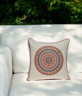 18" X 18" Beige and Blue Abstract Indoor Outdoor Throw Pillow - Homeroots - Flyclothing LLC