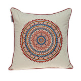 18" X 18" Beige and Blue Abstract Indoor Outdoor Throw Pillow - Homeroots