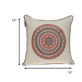 18" X 18" Beige and Blue Abstract Indoor Outdoor Throw Pillow - Homeroots