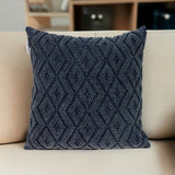 Jacquard Diamond Pattern Decorative Navy Throw Pillow - Homeroots