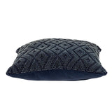Jacquard Diamond Pattern Decorative Navy Throw Pillow - Homeroots - Flyclothing LLC