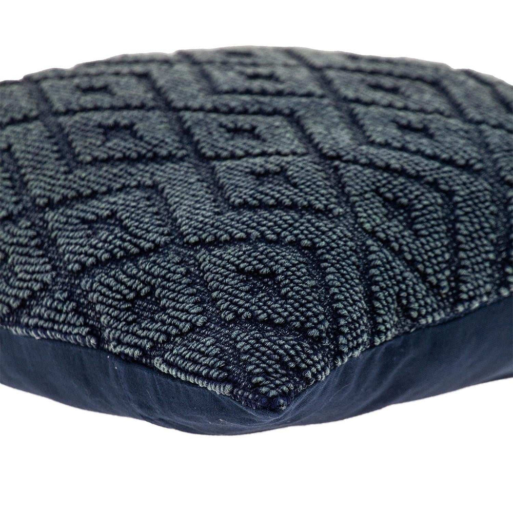 Jacquard Diamond Pattern Decorative Navy Throw Pillow - Homeroots - Flyclothing LLC