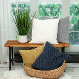 Jacquard Diamond Pattern Decorative Navy Throw Pillow - Homeroots - Flyclothing LLC