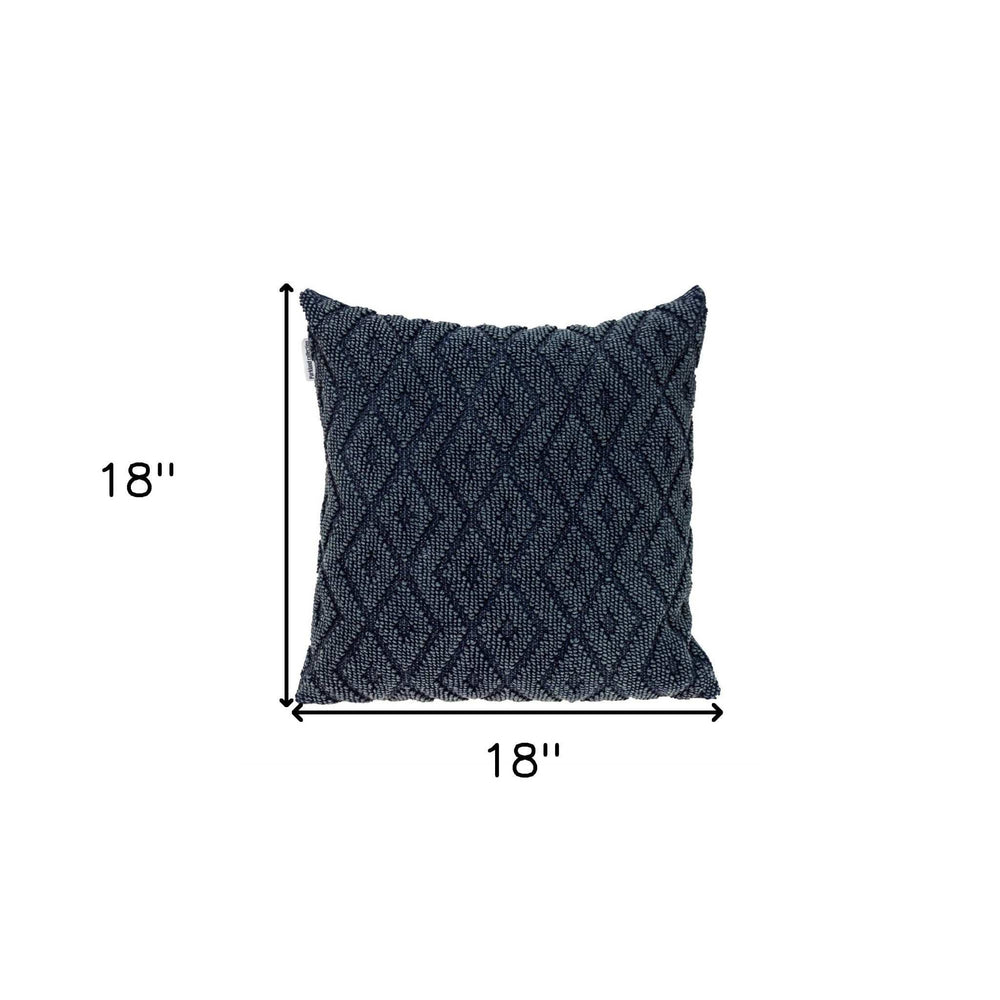 Jacquard Diamond Pattern Decorative Navy Throw Pillow - Homeroots - Flyclothing LLC