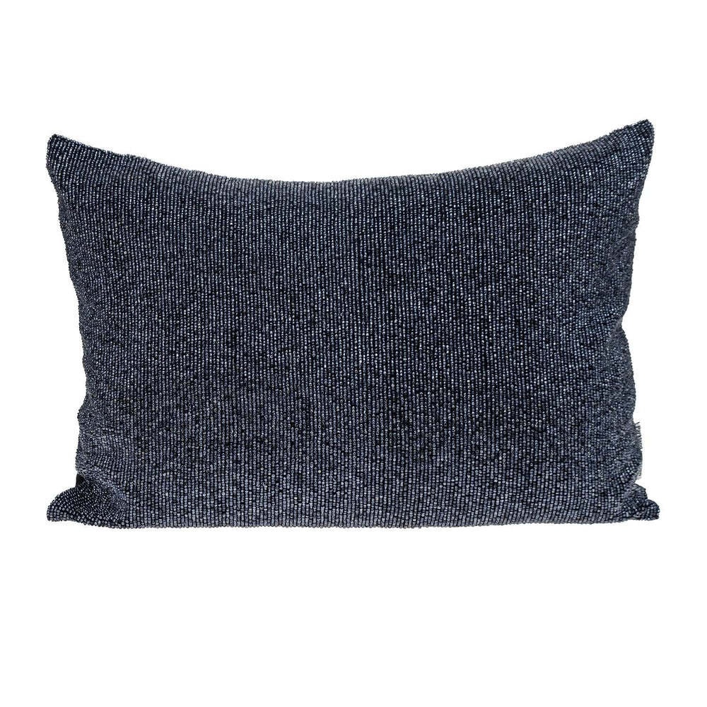 Shimmering Metallic Blue Beaded Luxury Throw Pillow - Homeroots