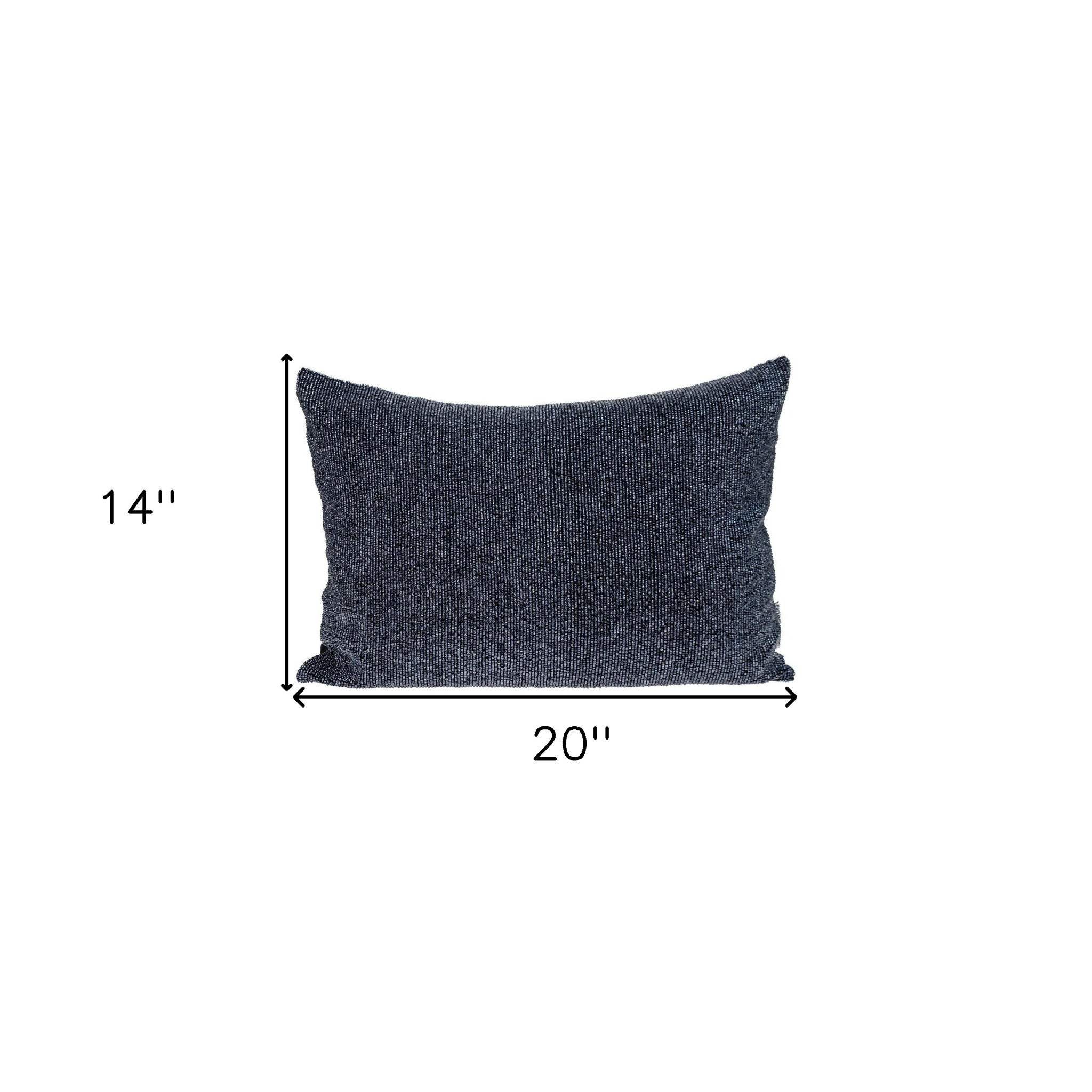 Shimmering Metallic Blue Beaded Luxury Throw Pillow - Homeroots - Flyclothing LLC