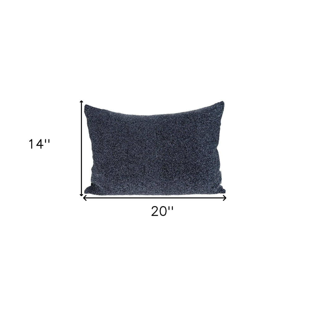 Shimmering Metallic Blue Beaded Luxury Throw Pillow - Homeroots - Flyclothing LLC