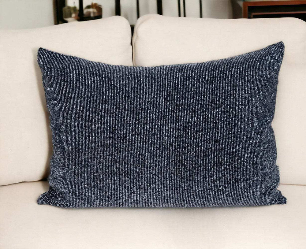 Shimmering Metallic Blue Beaded Luxury Throw Pillow - Homeroots - Flyclothing LLC