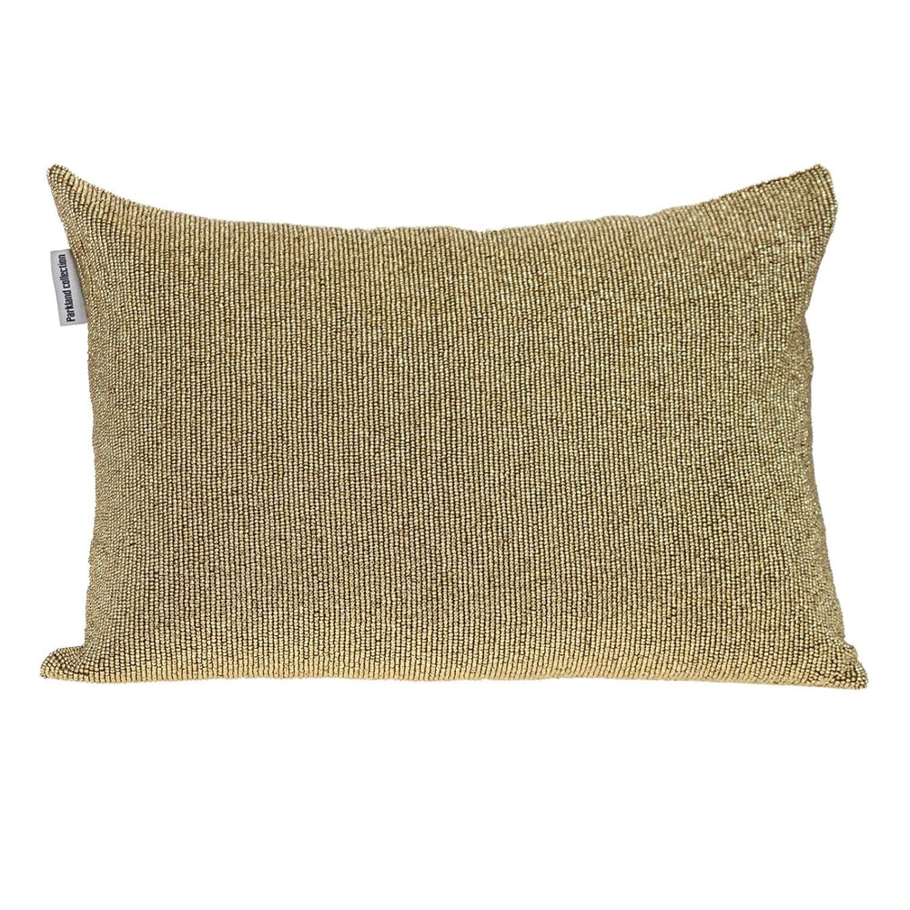 Shimmering Metallic Gold Beaded Luxury Throw Pillow - Homeroots