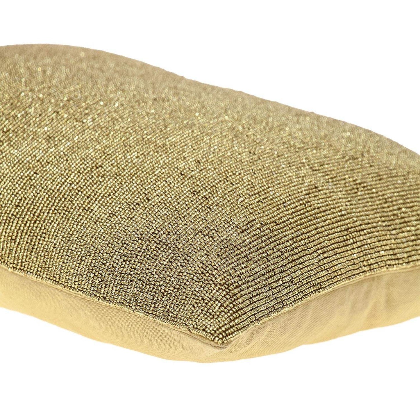 Shimmering Metallic Gold Beaded Luxury Throw Pillow - Homeroots - Flyclothing LLC