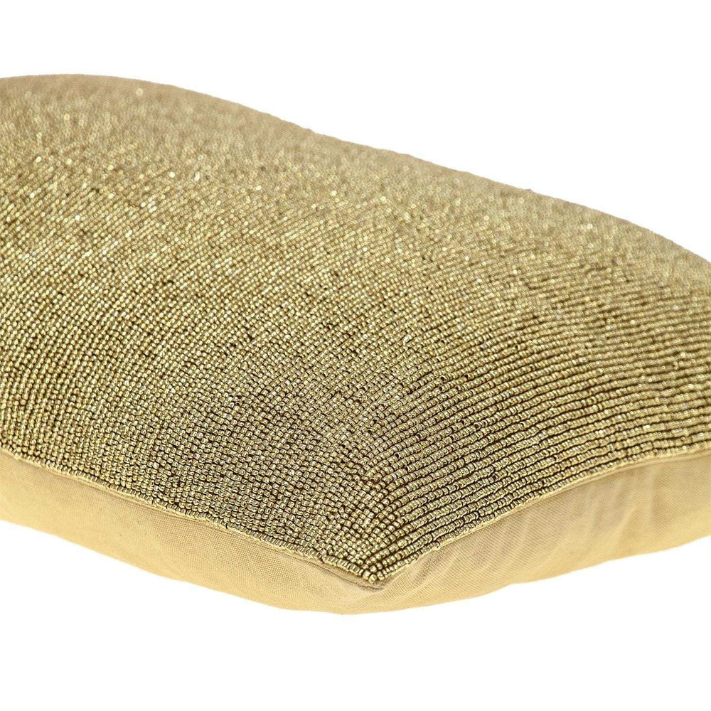 Shimmering Metallic Gold Beaded Luxury Throw Pillow - Homeroots - Flyclothing LLC