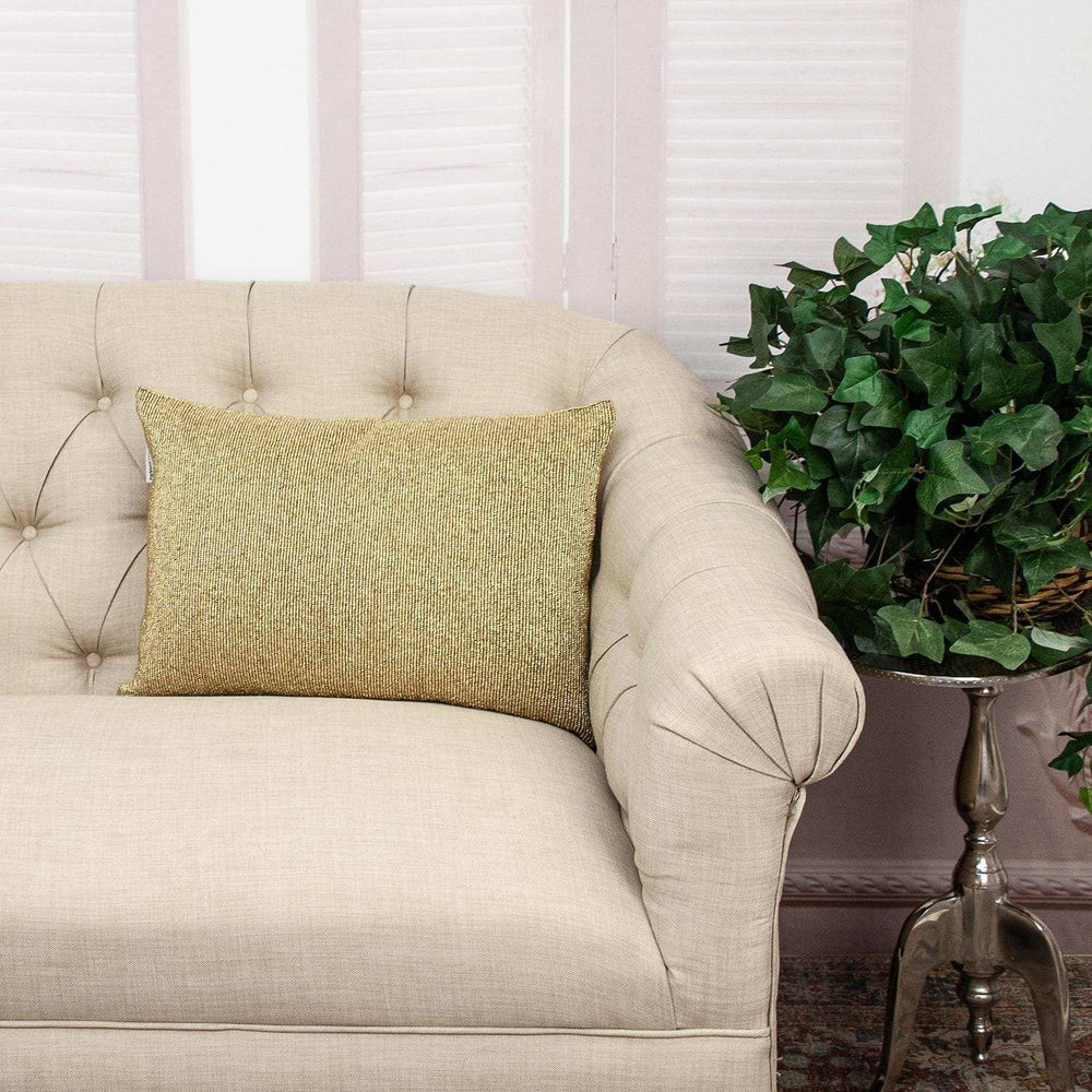 Shimmering Metallic Gold Beaded Luxury Throw Pillow - Homeroots - Flyclothing LLC