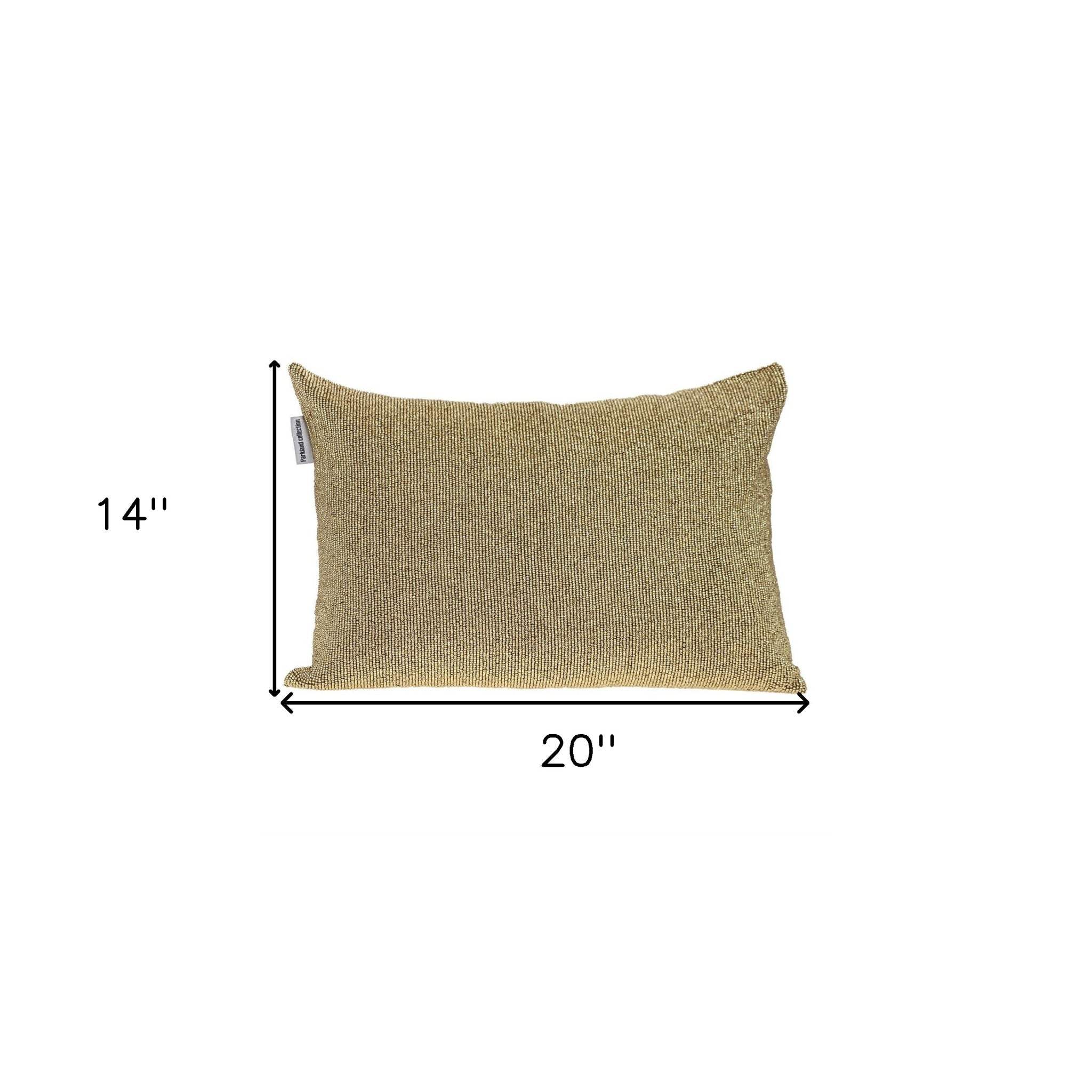 Shimmering Metallic Gold Beaded Luxury Throw Pillow - Homeroots - Flyclothing LLC