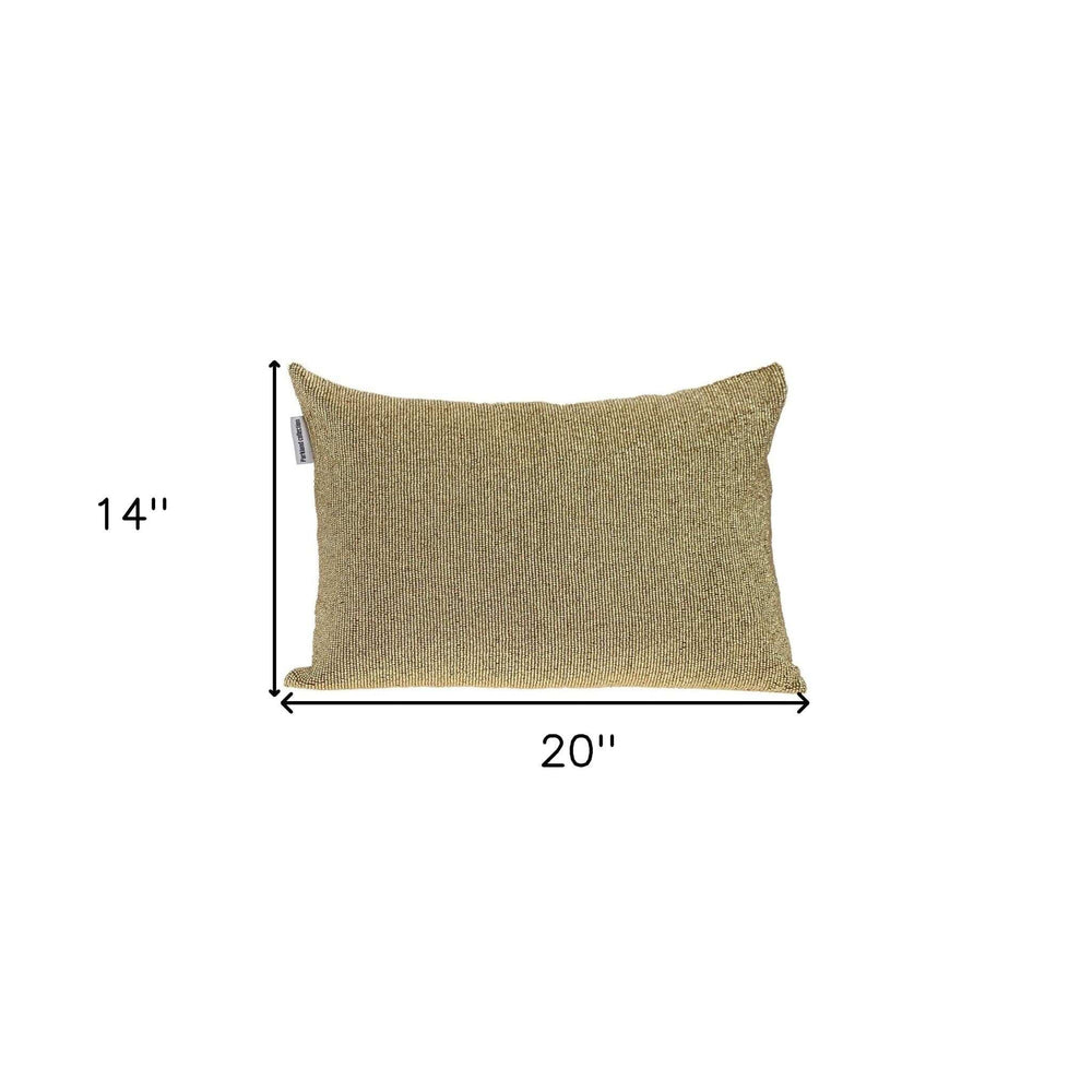 Shimmering Metallic Gold Beaded Luxury Throw Pillow - Homeroots - Flyclothing LLC